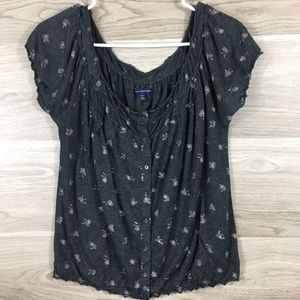 American Eagle Outfitters Gray Short Sleeve Top